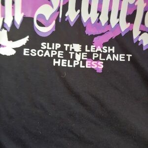Soly Hux black mens t-shirt white and purple graphics size small
